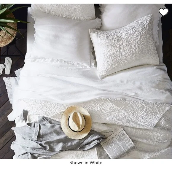 Pottery Barn Belgian Flax Linen Fringe Ruffle Duvet Cover Twin - Picture 5 of 5